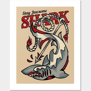 Vintage Shark Tattoo Posters and Art